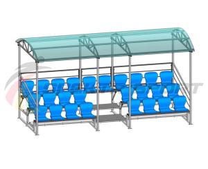 Купить Трибуна для зрителей 3 ряда на 26 мест с навесом и перилами в Самаре 