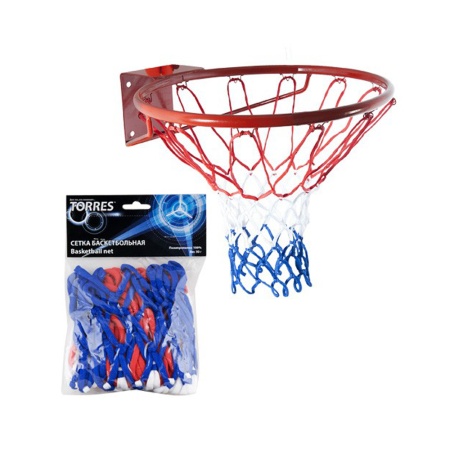 Купить Сетка баскетбольная Torres, нить 4 мм, бело-сине-красная в Самаре 