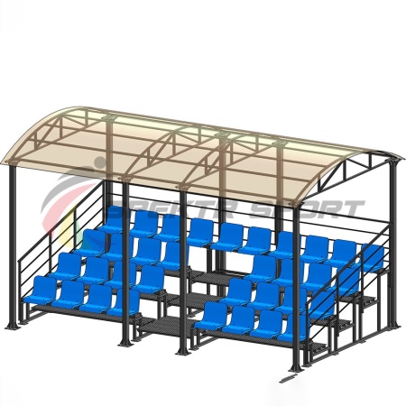 Купить Трибуна для зрителей 4 ряда на 34 места с навесом и перилами в Самаре 